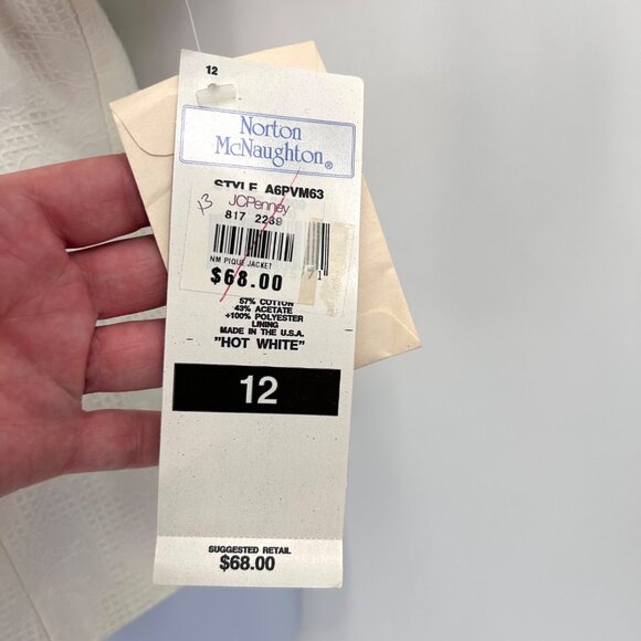 NWT VINTAGE NORTON MCNAUGHTON IVORY TEXTURED FLORAL PATTERN JACKET - 12 - Picture 3 of 6